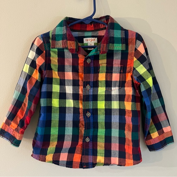 Cat & Jack Other - Rainbow Plaid Long-sleeved Button-up Shirt Size 2T